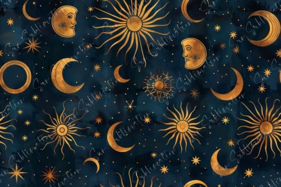 Celestial Patterns with Sun and Moon: A Journey Through the Night Sky