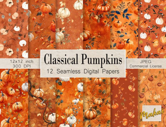 Classic Pumpkin Seamless Patterns: A Timeless Addition to Your Creative Projects