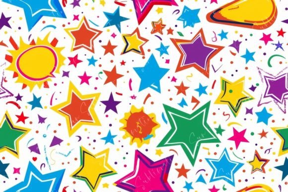 Colorful Star Patterns on White