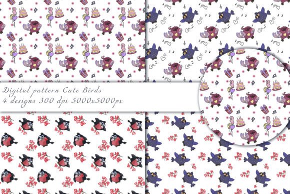 Cute Birds Set Seamless Patterns: A Versatile Design Resource for Creative Projects