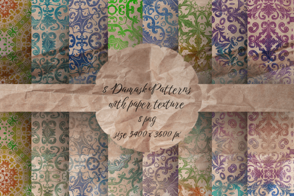 Damask Patterns with Paper Texture: A Timeless Design for Modern Creativity