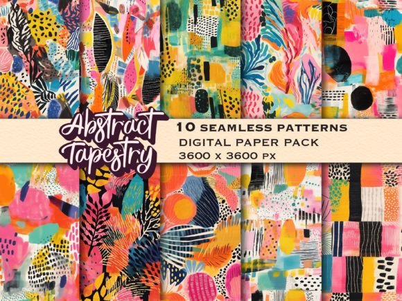 Exploring the Artistry of Abstract Tapestry Seamless Patterns Set