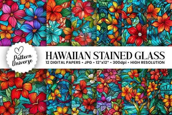Hawaiian Stained Glass Floral Patterns