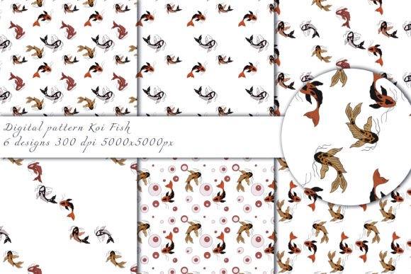 Koi Fish Set Seamless Patterns: A Versatile Design Resource for Creative Projects