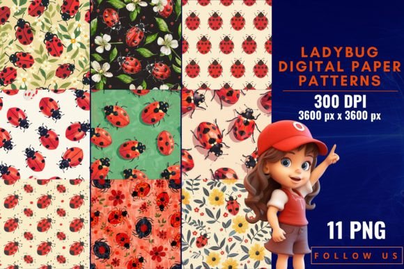 Ladybug Digital Paper Patterns
