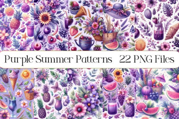 Purple Summer Patterns: A Versatile Design Asset for Creative Projects