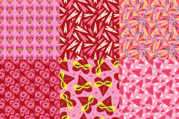 Red and Pink Valentine Seamless Patterns