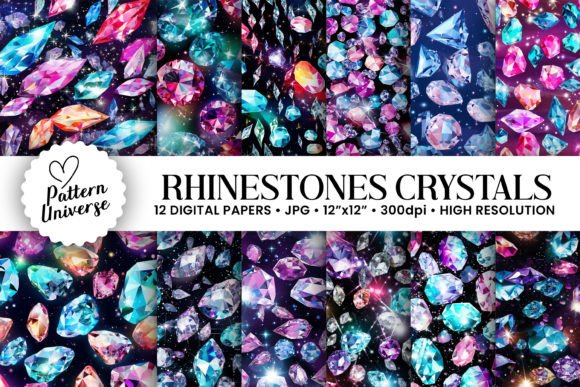 Rhinestone Crystals Seamless Patterns