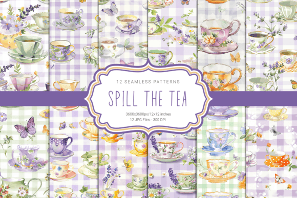 Tea Party Seamless Patterns: Elevating Your Creative Projects with Vibrant Design Elements