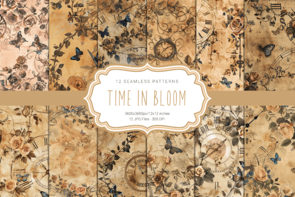 Time in Bloom Seamless Patterns: Elevate Your Creative Projects with Vibrant Designs