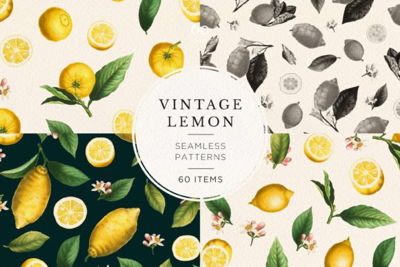 Vintage Lemon Citrus Seamless Patterns: A Timeless Design Resource