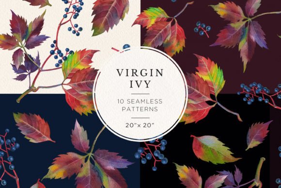 Virgin Ivy Watercolor Seamless Patterns: A Versatile Design Resource for Creative Professionals