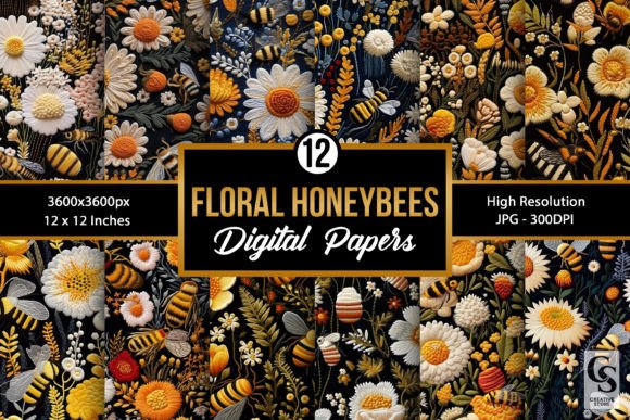 Wildflower Honeybees Embroidery Patterns